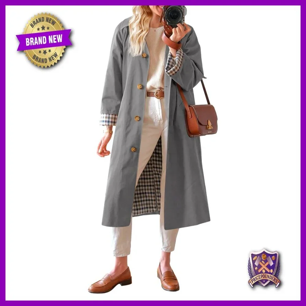 Oversized Trench Coat Windproof Classic Elegant Minimal Chic Outerwear Long